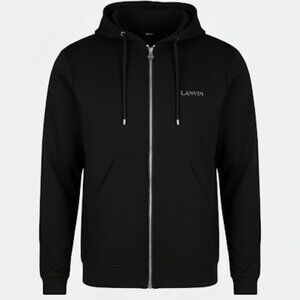 LANVIN PARIS AUTHENTIC MEN'S FULL ZIP HOODIE BLACK SIZE MEDIUM MINT CONDITION